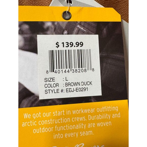 Eddie Bauer NWT Sz L  Brown Multi Pocket Men's Berber Lined Workwear Jacket - Picture 3 of 16